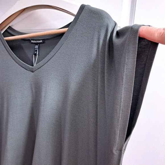 Eileen Fisher V-Neck Fine Jersey Gray Long Tunic Size Large - Picture 4 of 10